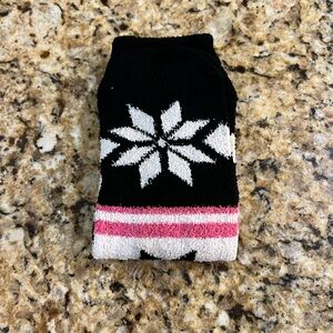 New - Mixit Black and White Snowflake Crew Socks with Pink Accent